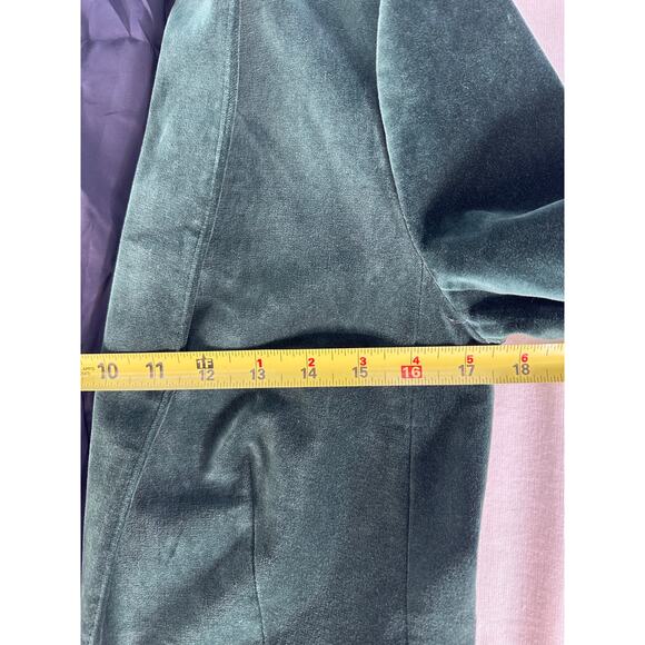 J Crew 365 Women's sz 2 Dark Green Velvet Blazer Open Front Work Office - Picture 7 of 10